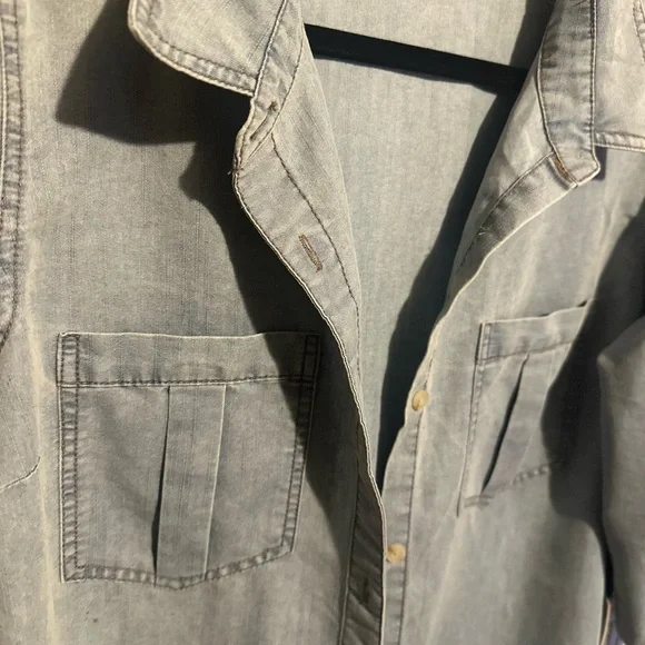 Denim Shirt Dress with Chest Pockets – Size XL - Picture 3 of 3